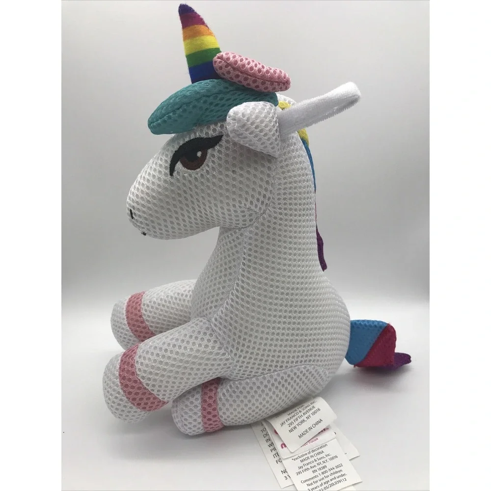 Nickelodeon Jojo Siwa White Mesh Unicorn Plush Rainbow Mane 8 in Tall
